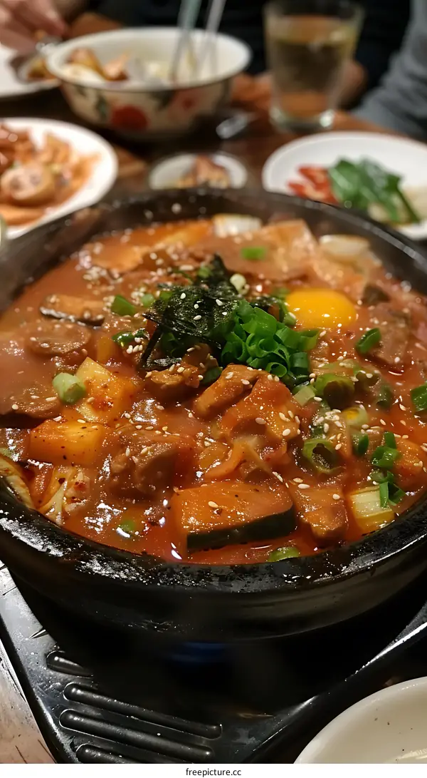 Spicy Korean Stew with Egg and Vegetables