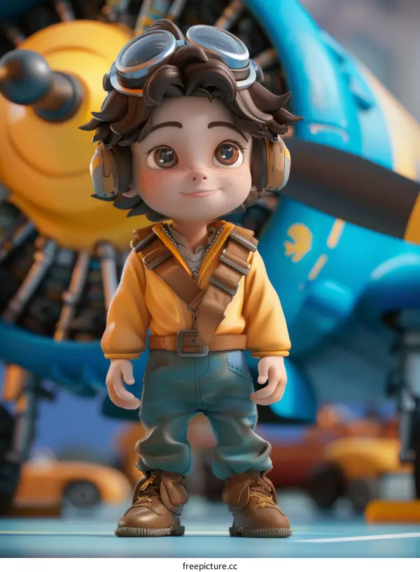 Boy in Yellow Jacket Standing in Front of Airplane