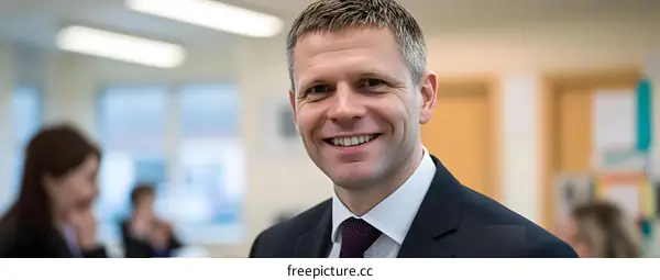 Smiling Businessman Portrait In Office Setting