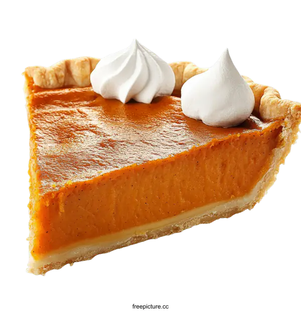 [Transparent Background PNG]Delicious Slice of Pumpkin Pie with Whipped Cream
