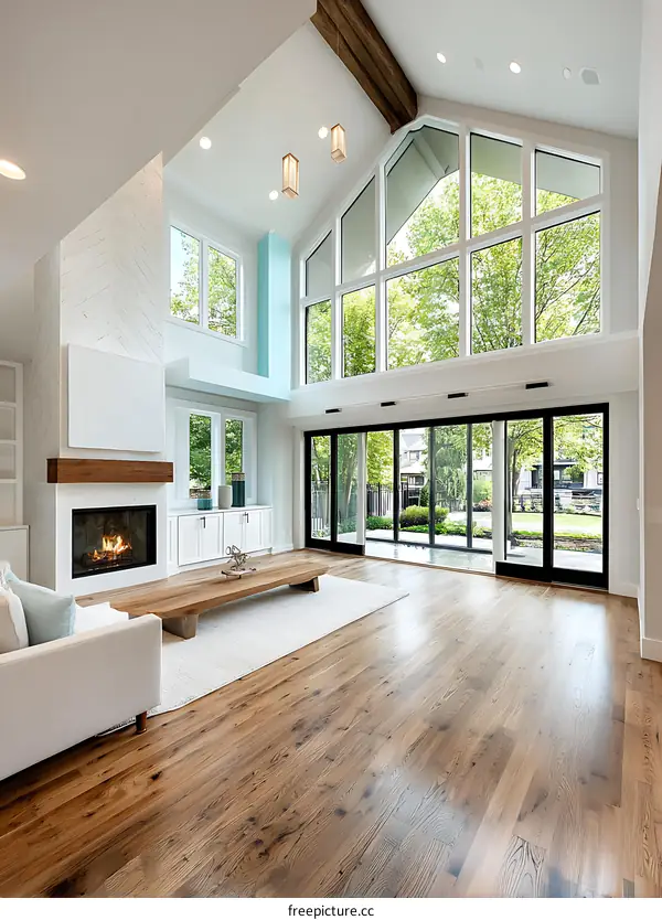 Modern Farmhouse Living Room with Large Windows