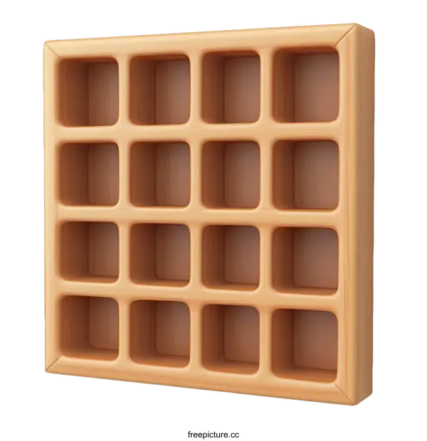 [Transparent Background PNG]Wooden Waffle Display Shelf Design