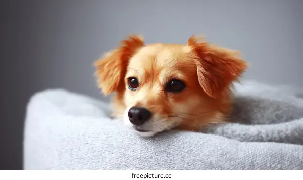 Cute Dog Relaxing on Soft Blanket