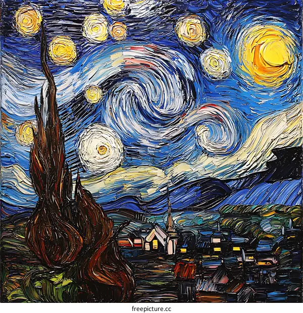 The Starry Night Oil Painting Inspired by Vincent Van Gogh