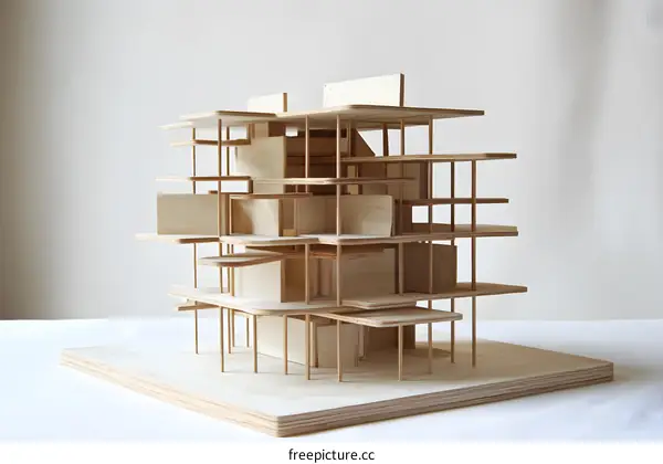Wooden Model Building Architecture Design