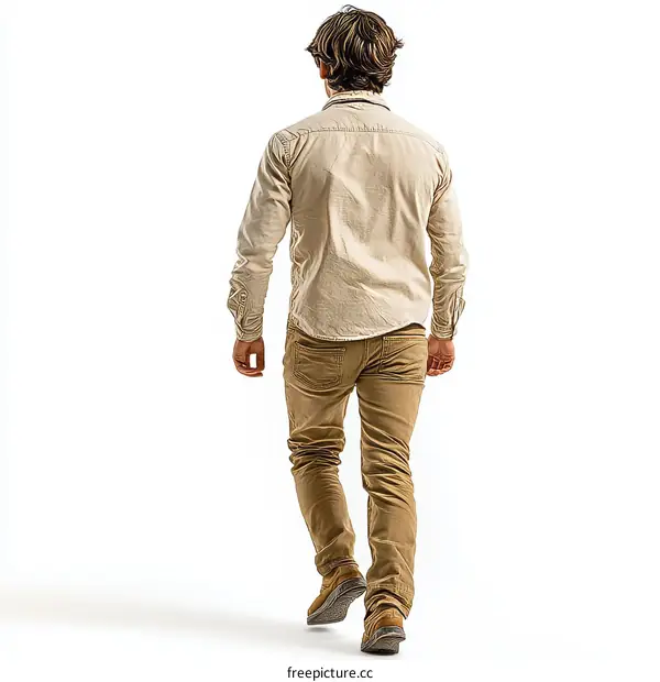 Man Walking  Casual Wear  Full Body Portrait