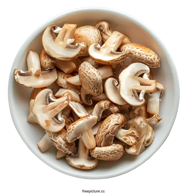 [Transparent Background PNG]Bowl of Fresh Mushrooms