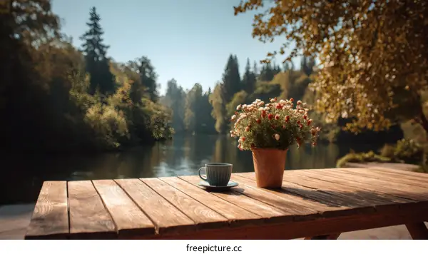 Lakeside Relaxation with a Cup of Coffee