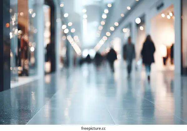 Blurred Shopping Mall Interior with People