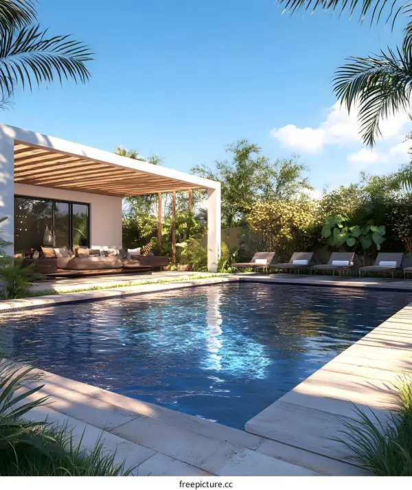 Modern Tropical Villa with Swimming Pool and Patio