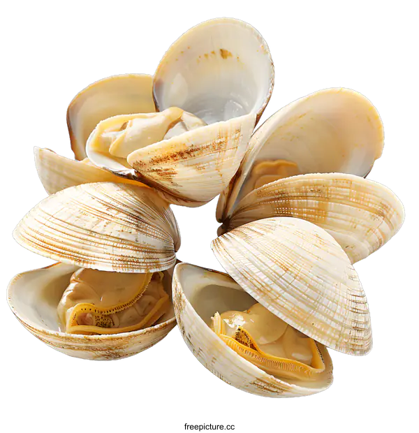 [Transparent Background PNG]Fresh raw clams on a white background