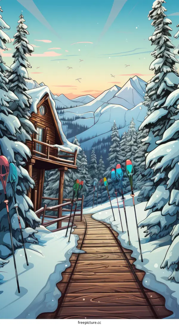 Secluded Wooden Cabin in Snowy Mountain Valley