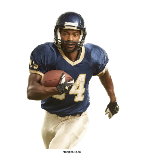 [Transparent Background PNG]African American Football Player in Action
