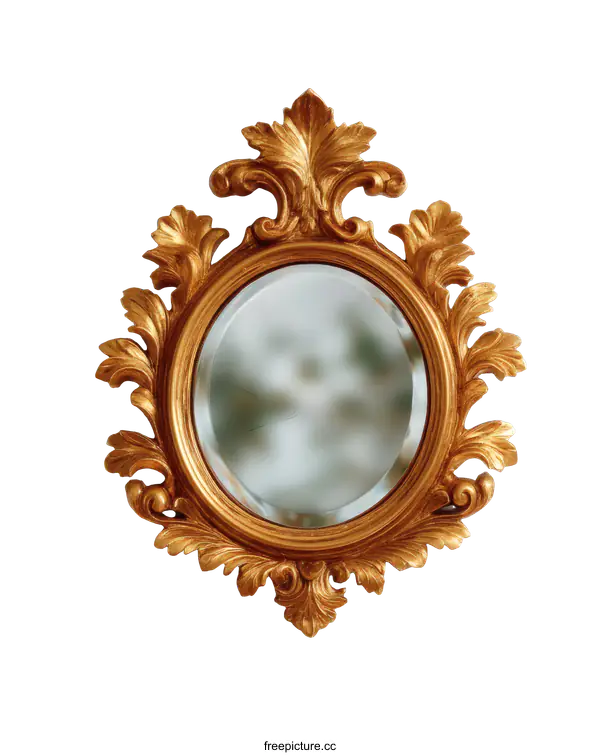 [Transparent Background PNG]Vintage Gold Decorative Wall Mirror