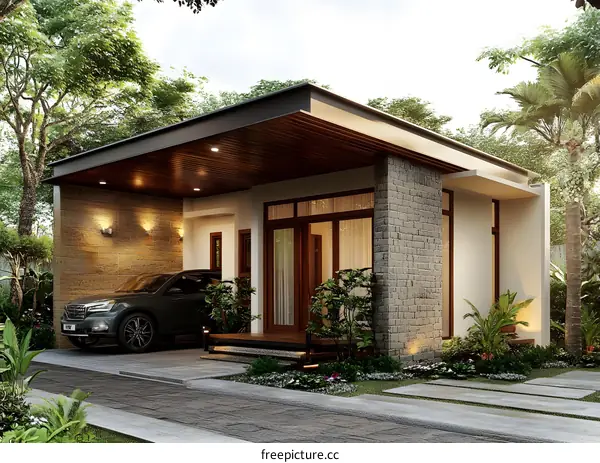 Modern Minimalist House Design With Wooden Ceiling