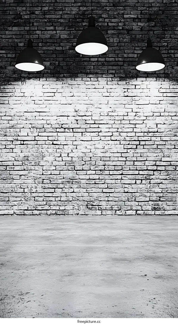 Empty Room with Brick Wall and Concrete Floor
