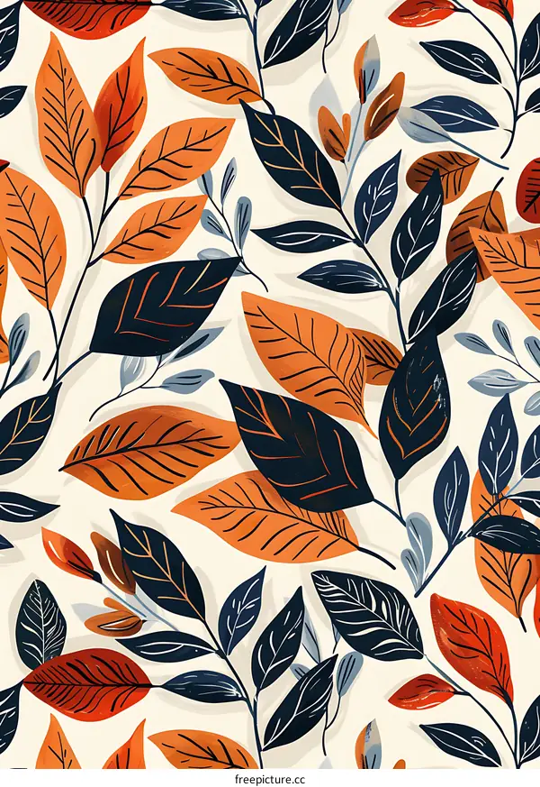 Autumn Leaves Seamless Pattern Illustration