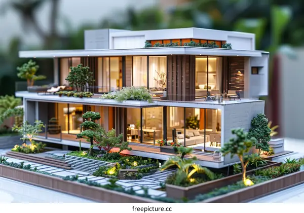 3D Printed Miniature House Model for Home Decor