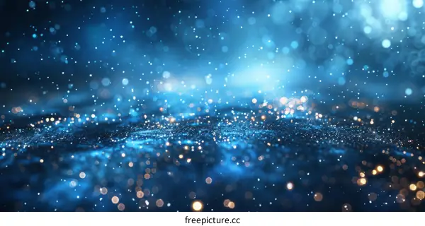 Blue Glitter Background with Shining Light