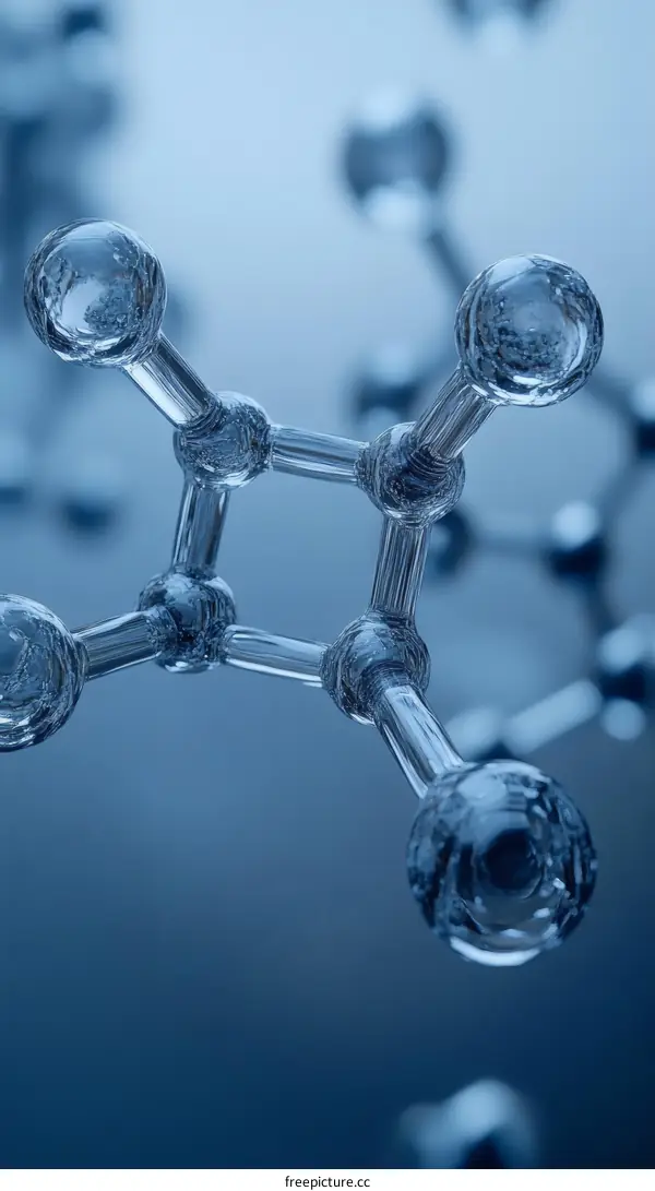 Molecular Structure Illustration in Blue Tone