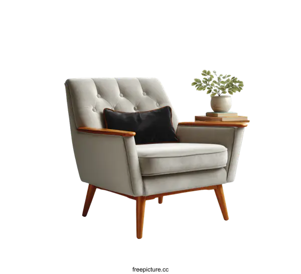 [Transparent Background PNG]Stylish Modern Armchair with a Touch of Retro