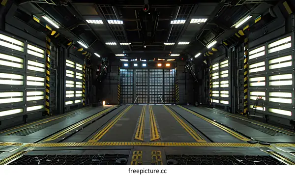 Futuristic Spaceship Interior Cargo Bay