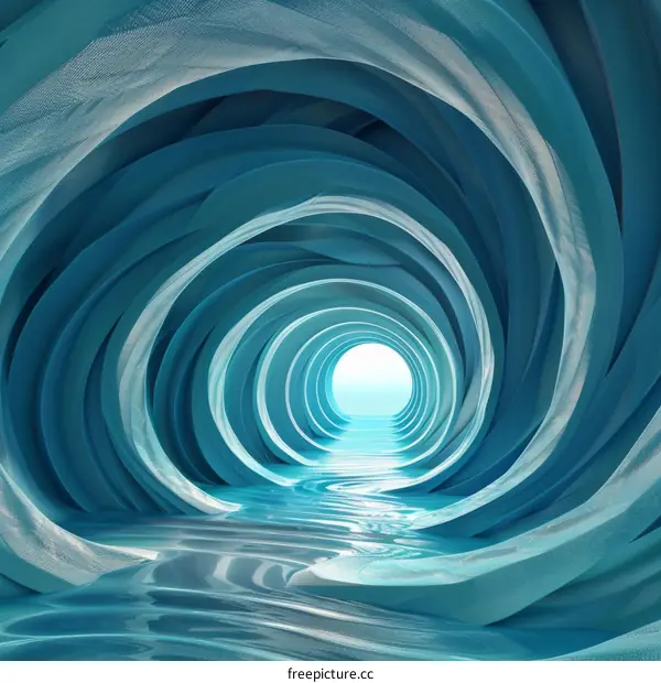 Blue tunnel with water at the bottom