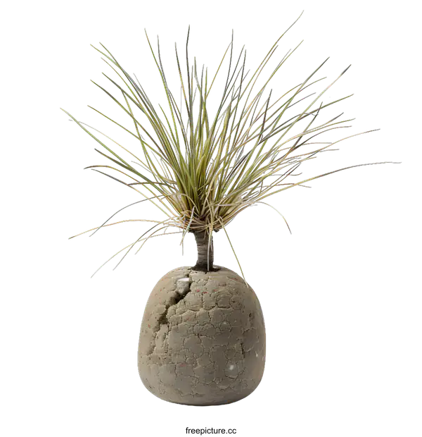 [Transparent Background PNG]Green Plant in Stone Pot with White Background