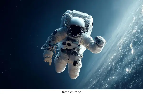 Astronaut in Space Suit Exploring Universe
