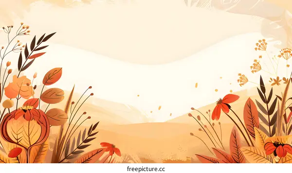 Autumn Floral Illustration Background with Fall Colors