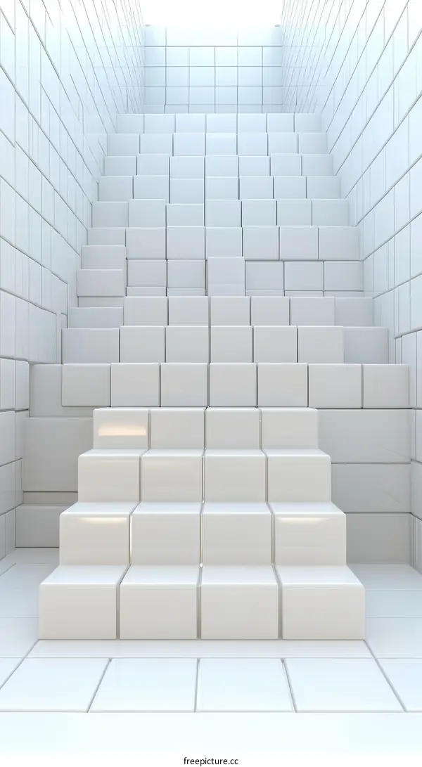 Abstract White Staircase Design Illustration