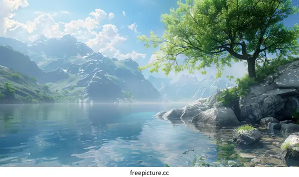 Majestic Mountain Lake Landscape