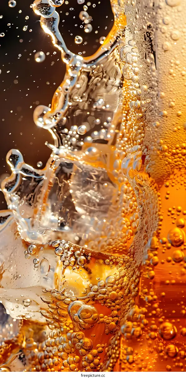 Close Up Of Bubbles In A Glass Of Iced Tea