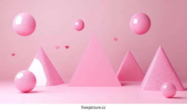 Pink Geometric Shapes Abstract Design
