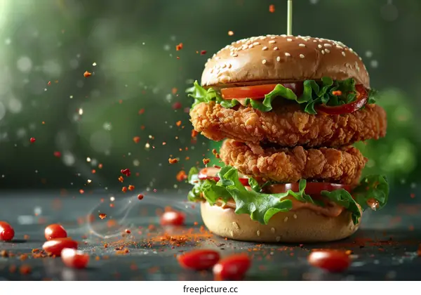 Crispy Chicken Burger with Fresh Veggies