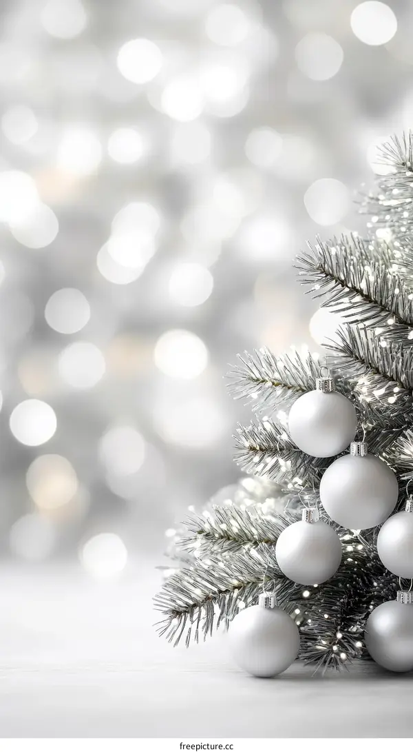Silver Christmas Tree Decorations and Lights