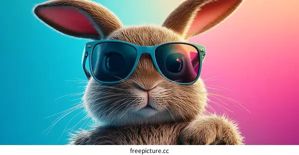 Cute Cartoon Bunny with Sunglasses
