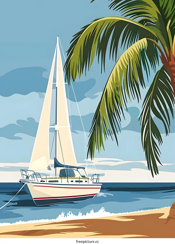Sailboat in Tropical Paradise