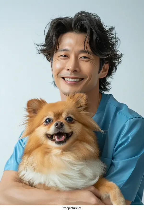 South Korean actor Gong Yoo poses with a dog