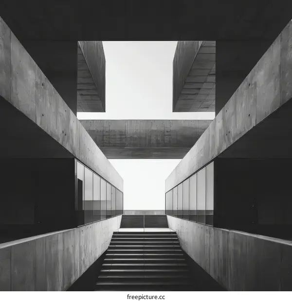 Stark Black and White Brutalism: A Staircase to the Void