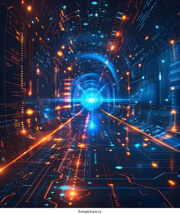Futuristic Digital Tunnel Data Flow