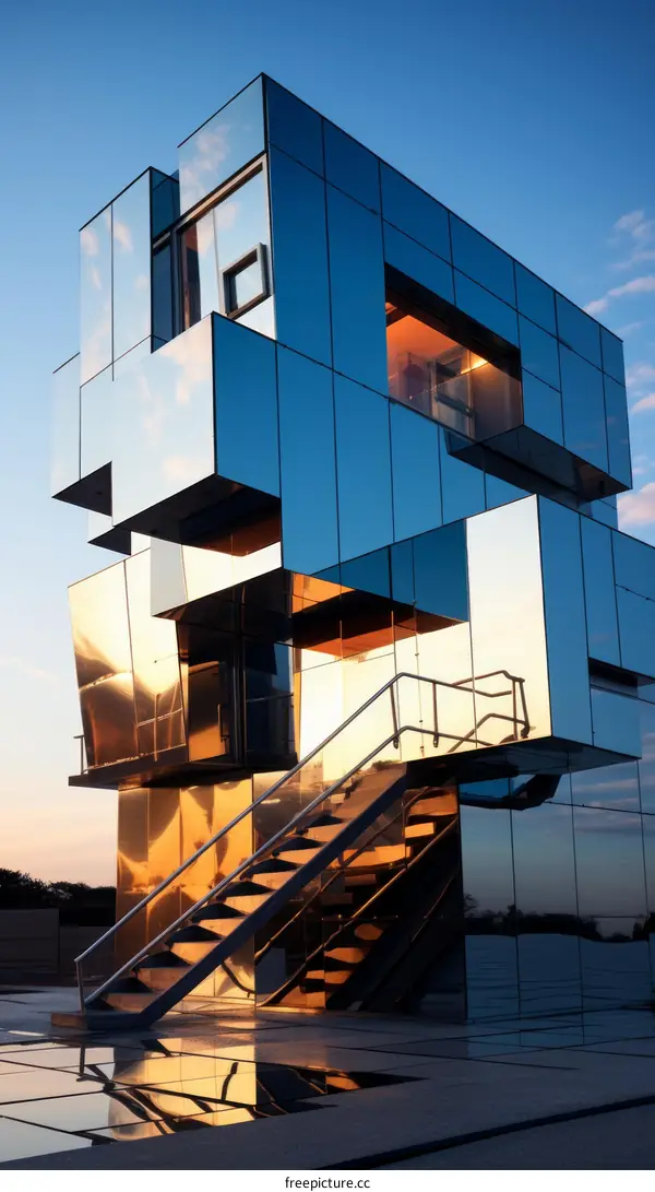 Amazing mirrored house reflecting the sky