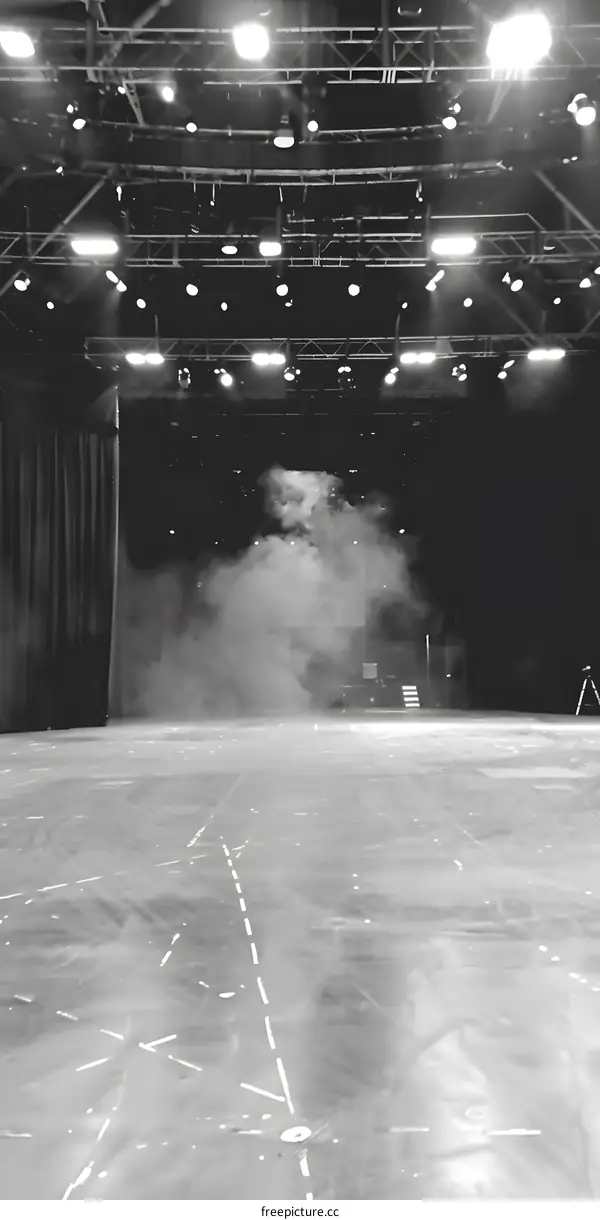 Empty Stage with Smoke and Lighting