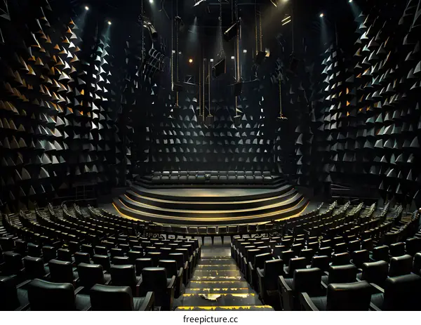Empty Theater Auditorium with Black Seats