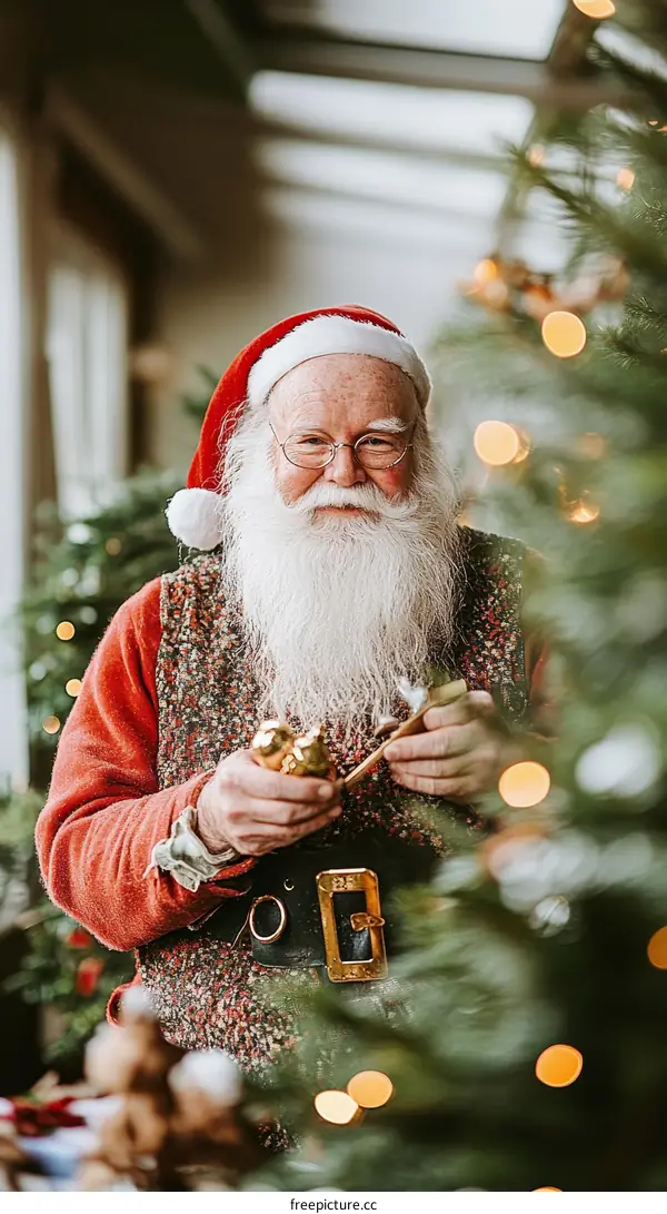 Santa Claus Preparing Christmas Decorations