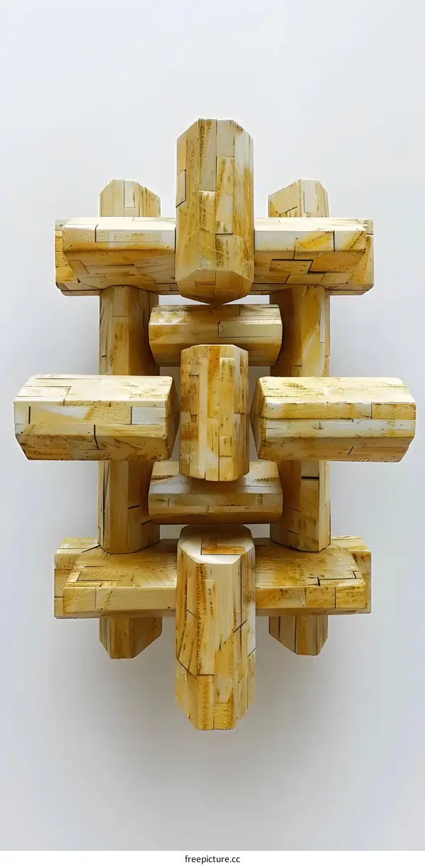 Wooden Geometric Abstract Sculpture Art