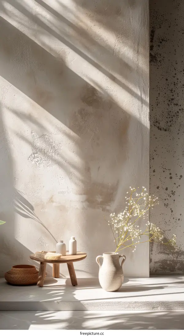 Minimalist Still Life with Dried Flowers in a Vase