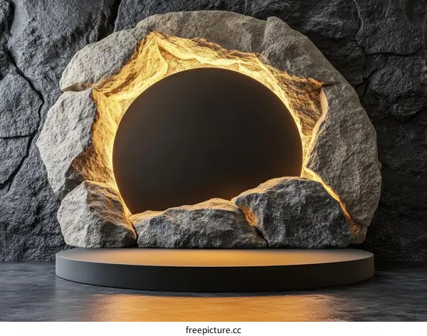Abstract Rock Cave Display Podium