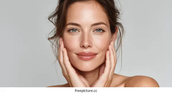 Beautiful Womans Facial Beauty Close-up Image