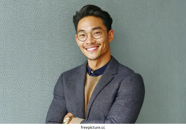 Confident Asian Man in Business Attire